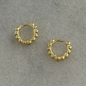 Gold Beaded Small Huggie Hoop Earrings Brand New

Brand New